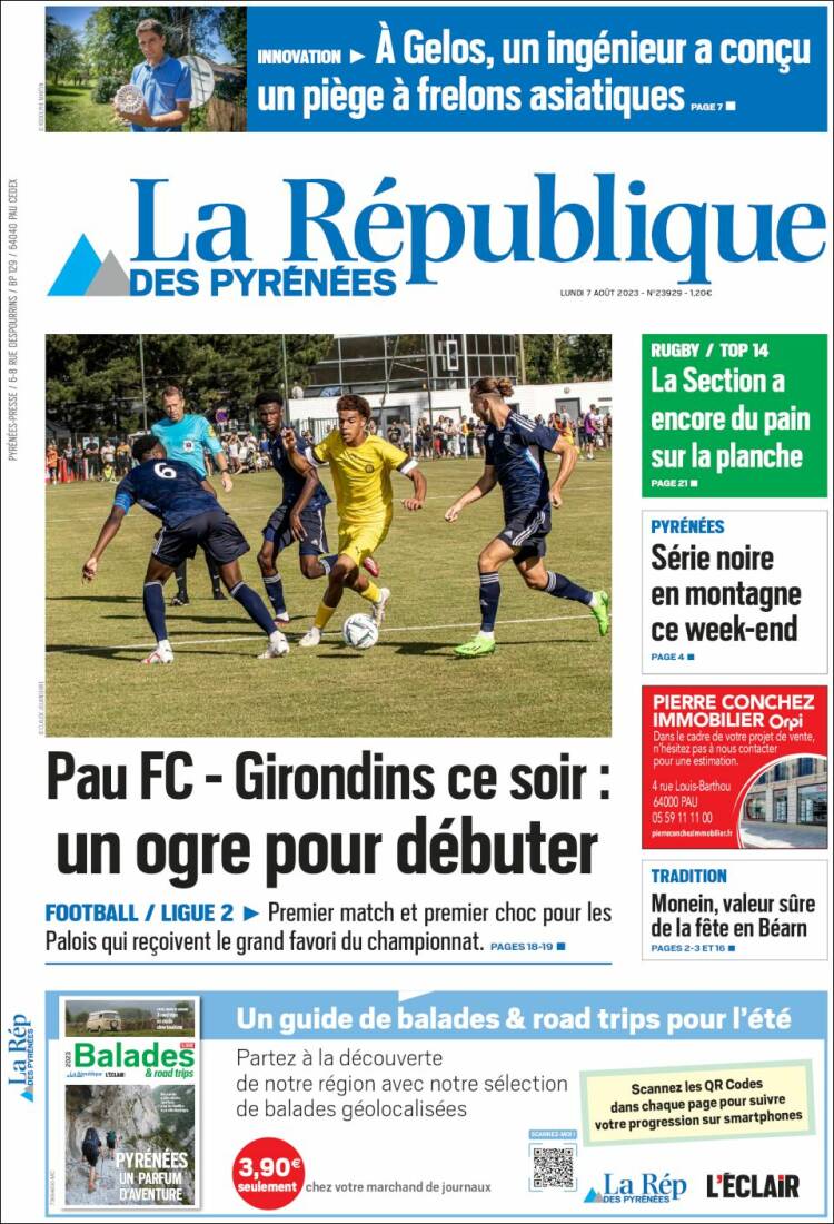 Portada de La République des Pyrénées (Francia)