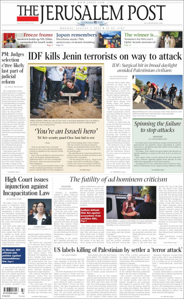 Portada de The Jerusalem Post (Israel)