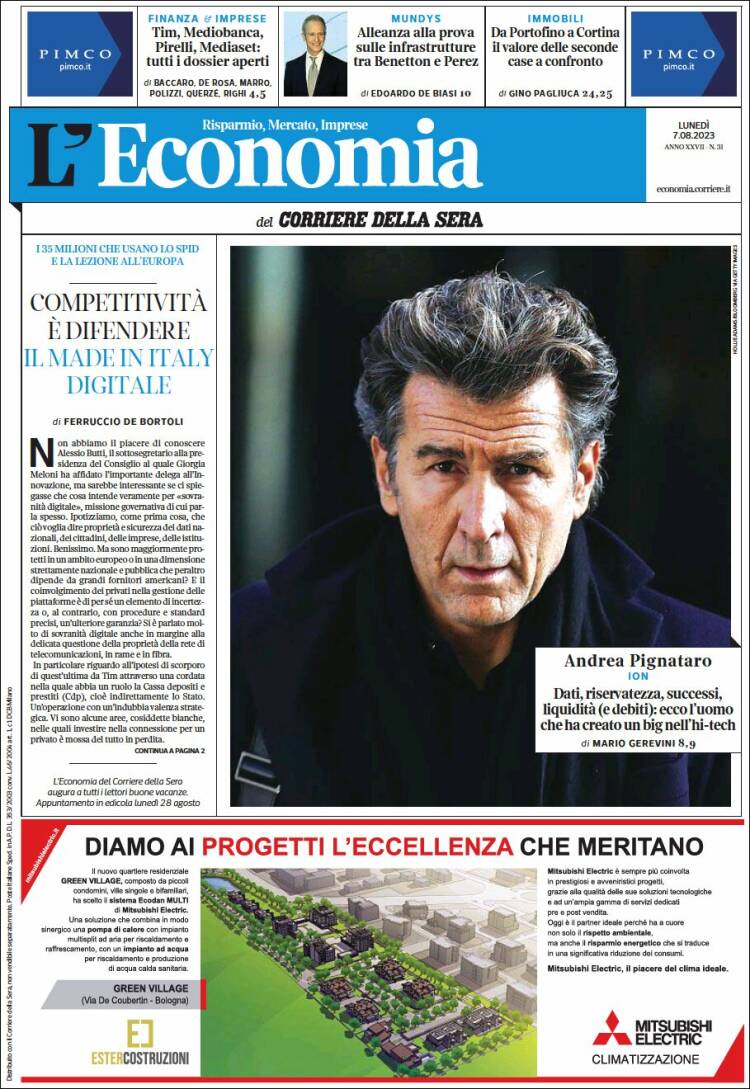 Portada de L'Economia (Italia)