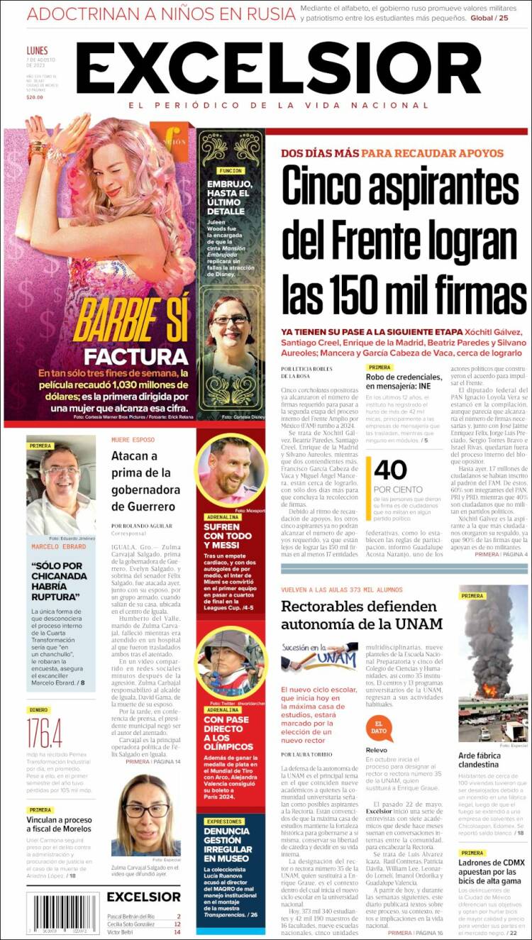 Portada de Excelsior (M&eacute;xico)