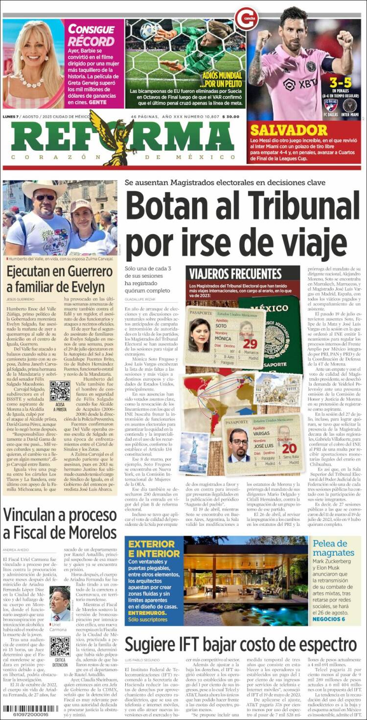 Portada de Reforma (M&eacute;xico)