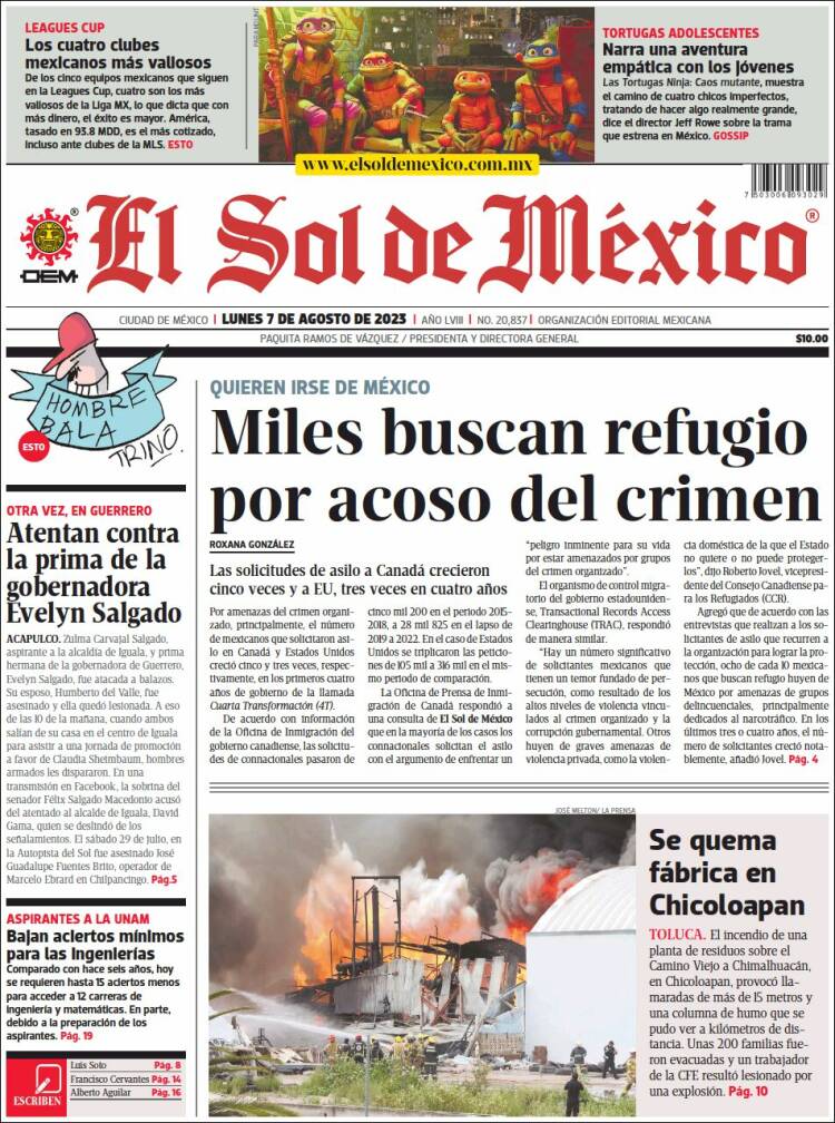 Portada de El Sol de México (M&eacute;xico)