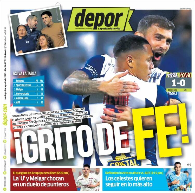 Portada de Depor (Perú)