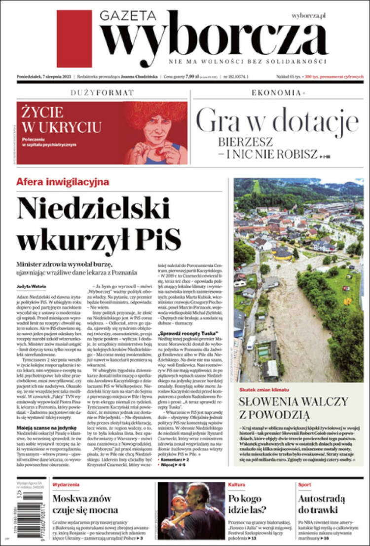 Portada de Gazeta Wyborcza (Polonia)