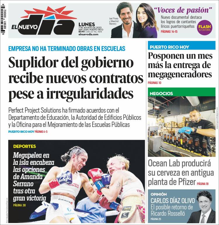 Portada de El Nuevo Día (Puerto Rico)