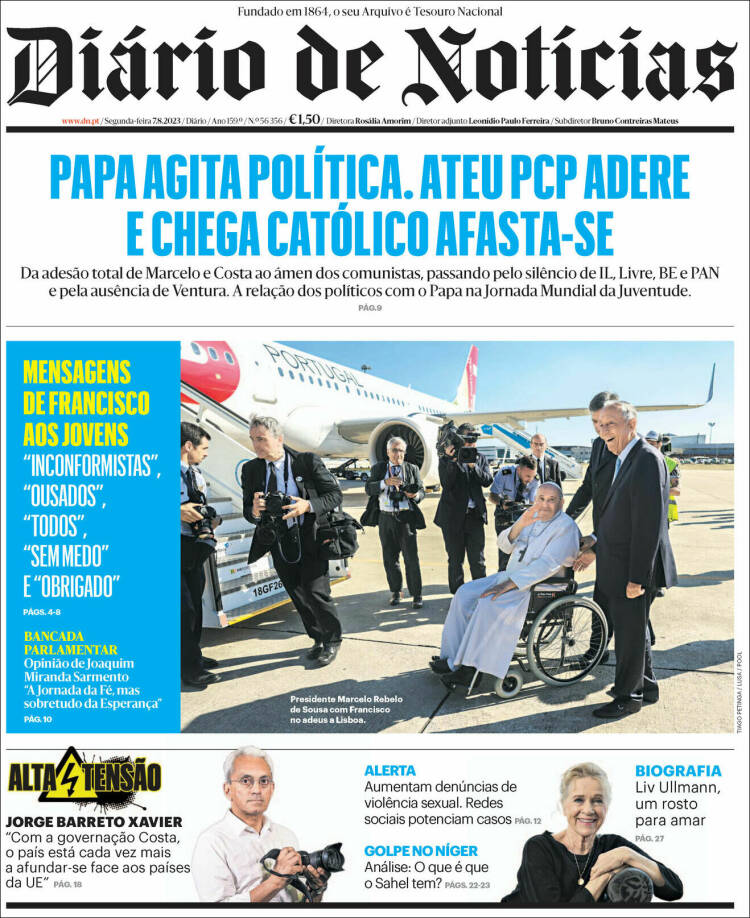 Portada de Diário de Noticias (Portugal)