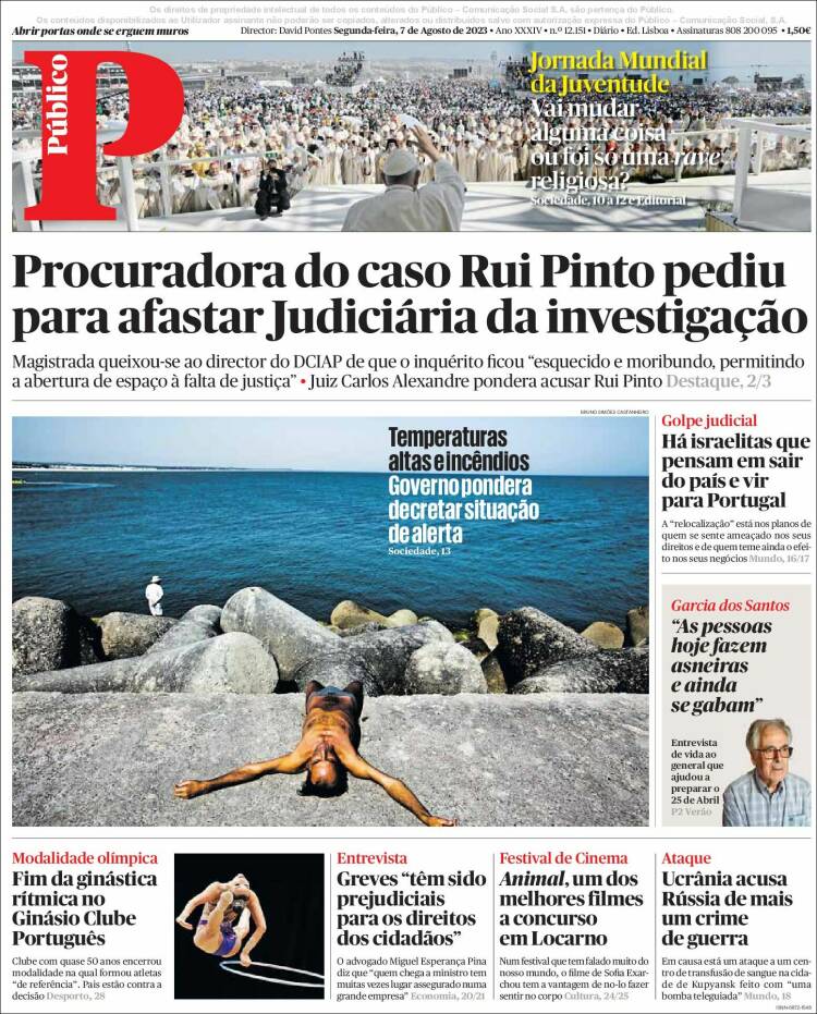 Portada de Público (Portugal)