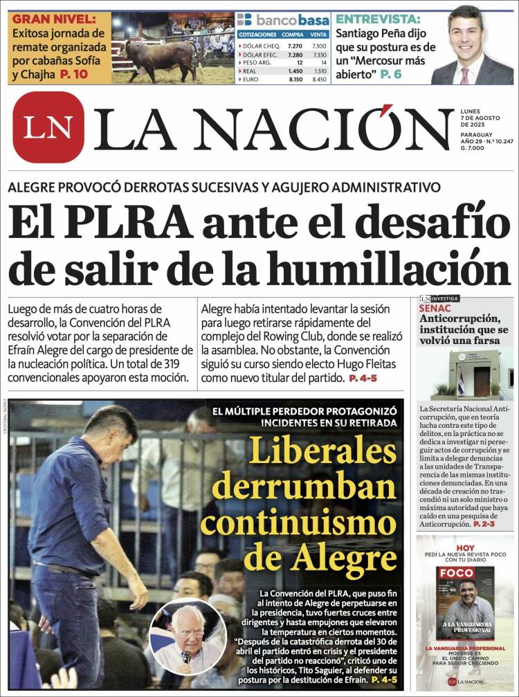 Portada de La Nación (Paraguay)