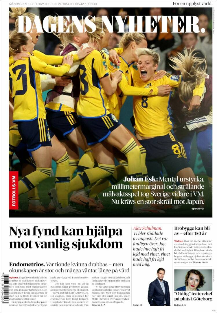 Portada de Dagens Nyheter (Suecia)