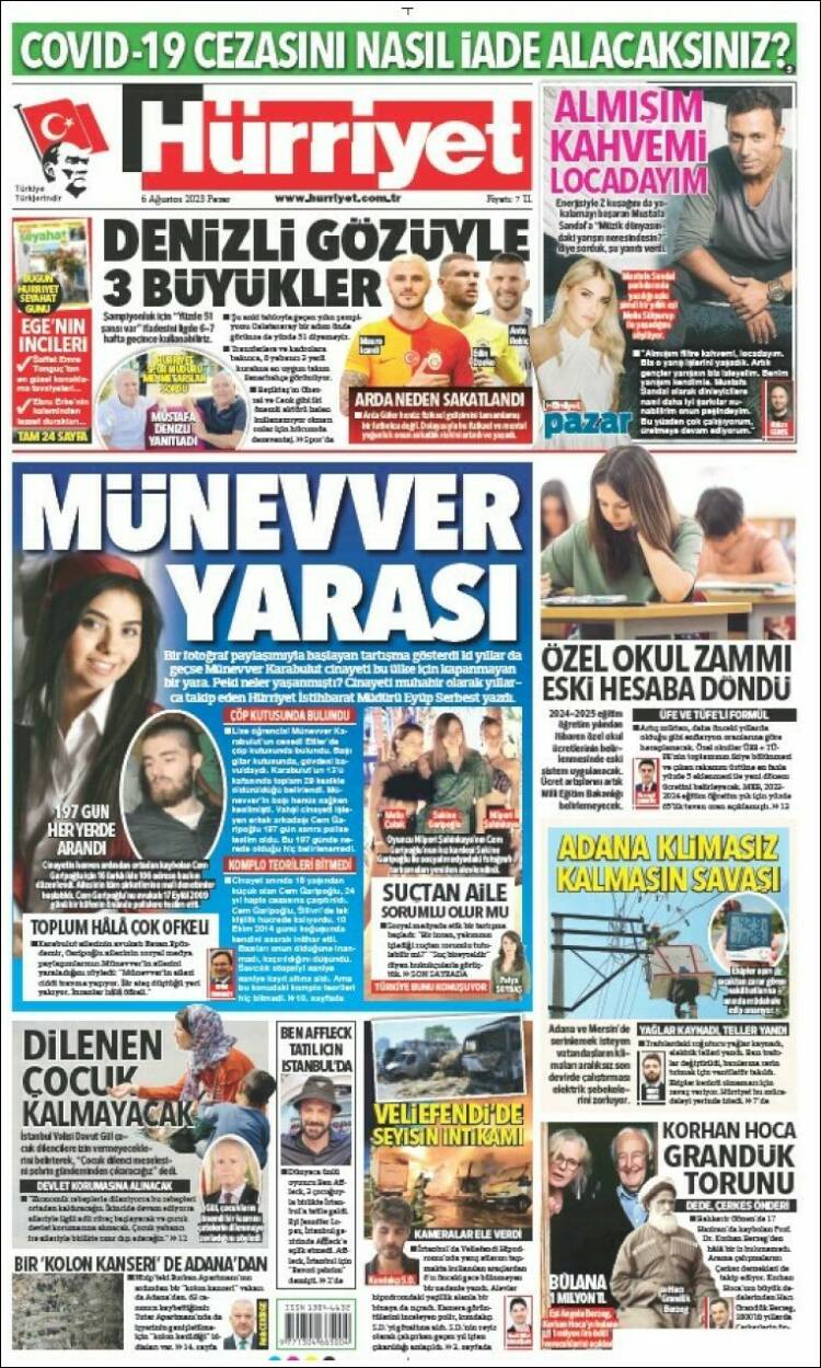 Portada de Hürriyet (Turqu&iacute;a)