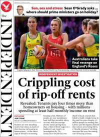 Portada de The Independent (Reino Unido)