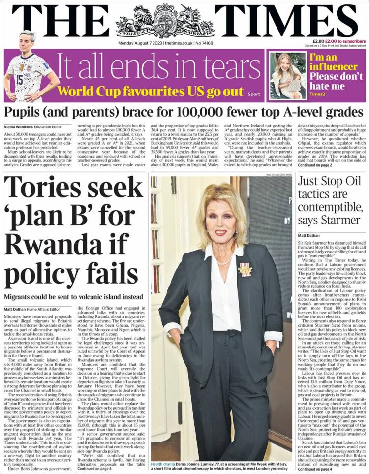 Portada de The Times (Reino Unido)