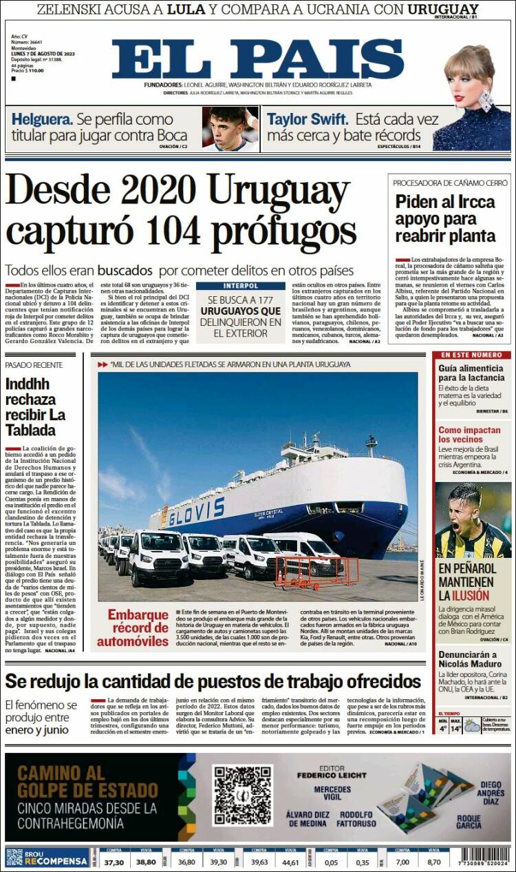 Portada de El País (Uruguay)