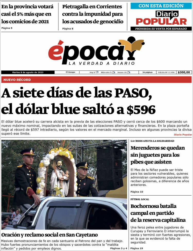Portada de Diario Época (Argentina)