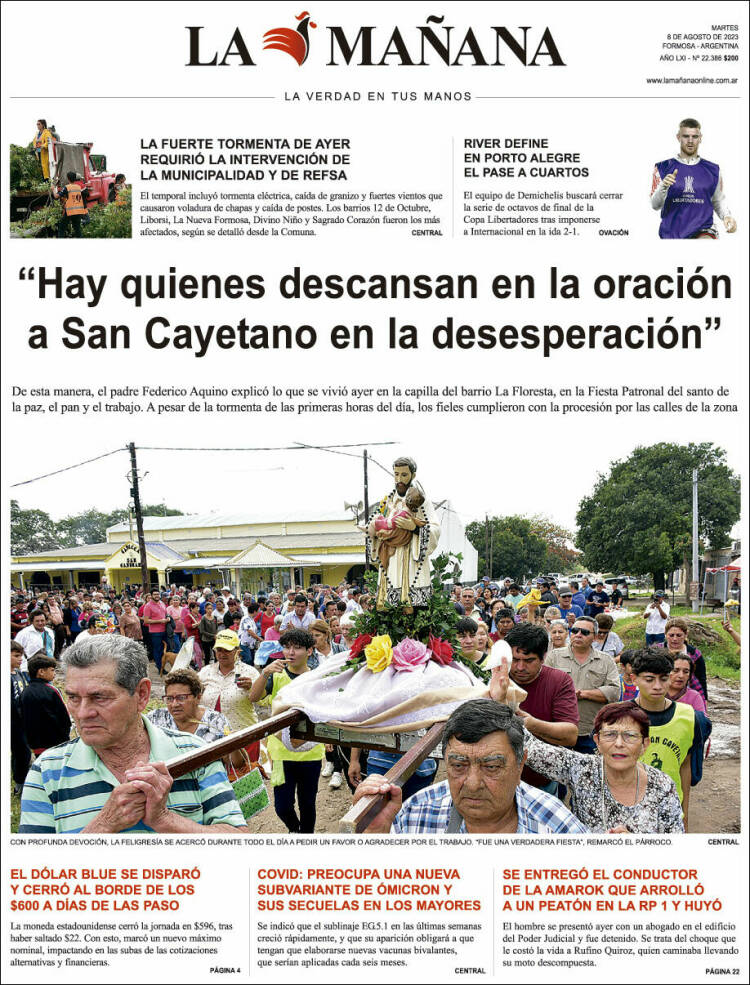 Portada de Diario La Mañana (Argentina)