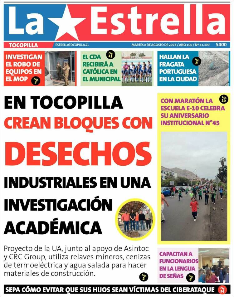 Portada de La Estrella de Tocopilla (Chile)