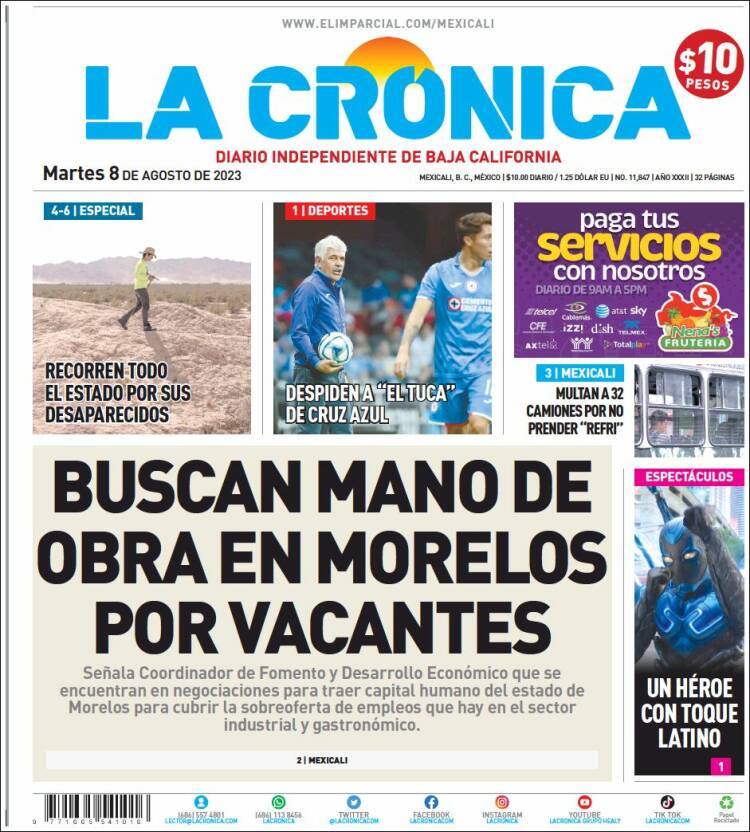 Portada de La Crónica de Baja California (México)