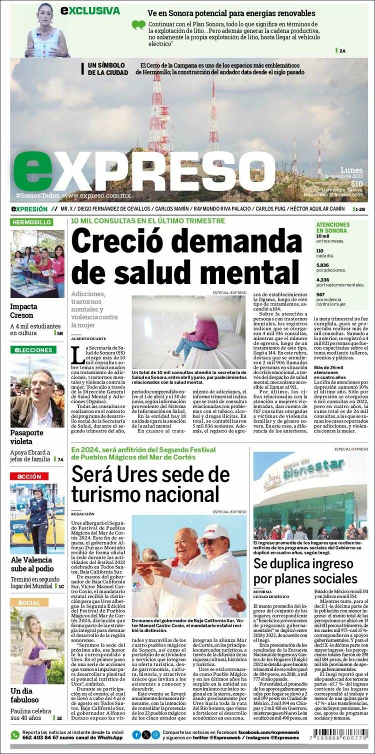 Portada de Expreso (M&eacute;xico)