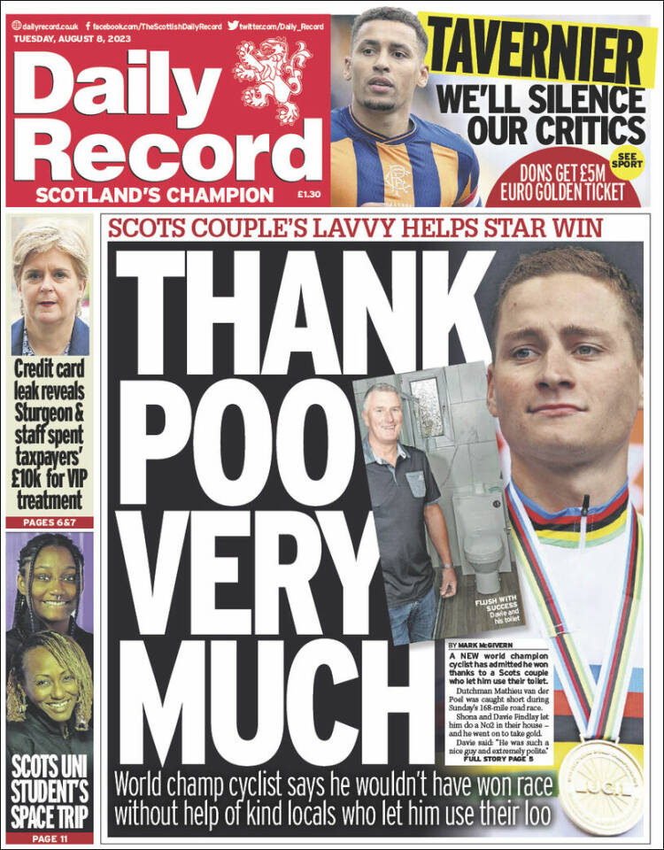 Portada de Daily Record (Reino Unido)