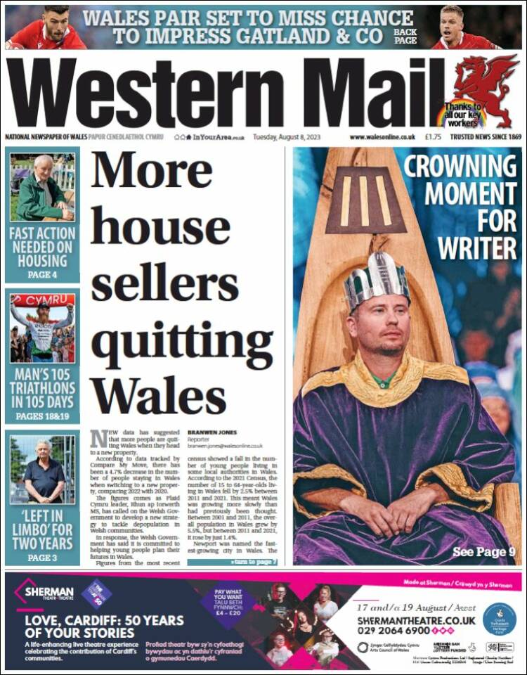 Portada de Western Mail (Reino Unido)
