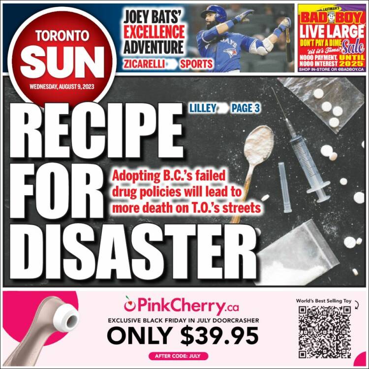 Portada de The Toronto Sun (Canadá)