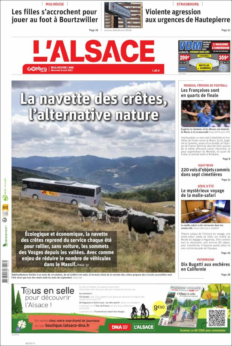 Portada de Journal L'Alsace (Francia)
