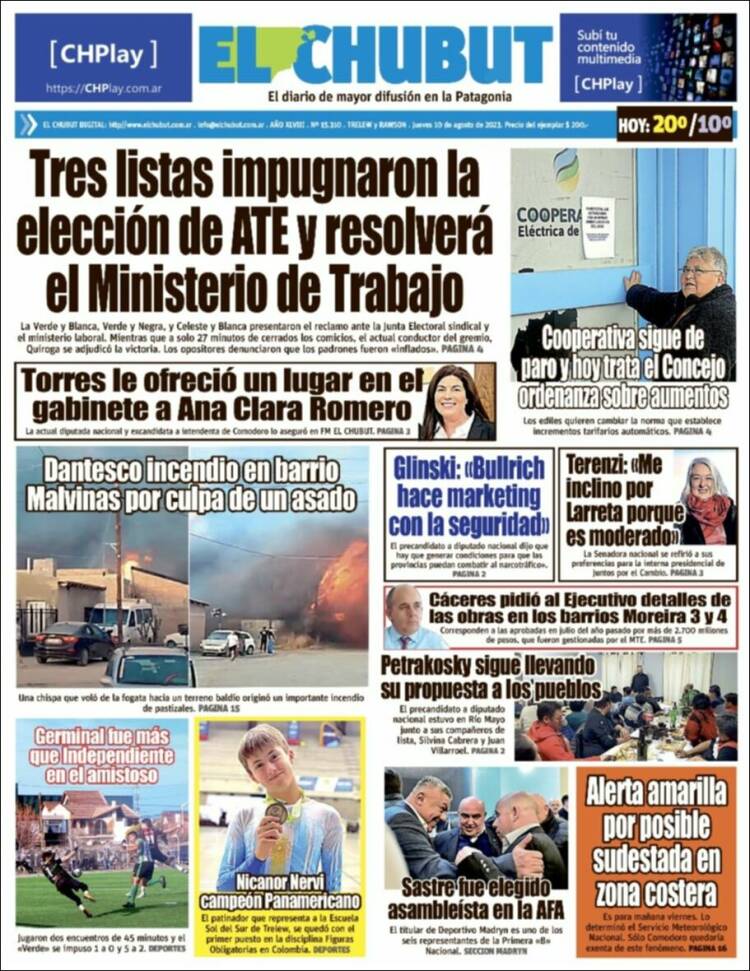 Portada de El Chubut (Argentina)