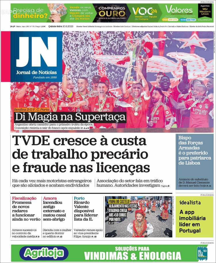 Portada de Jornal de Notícias (Portugal)