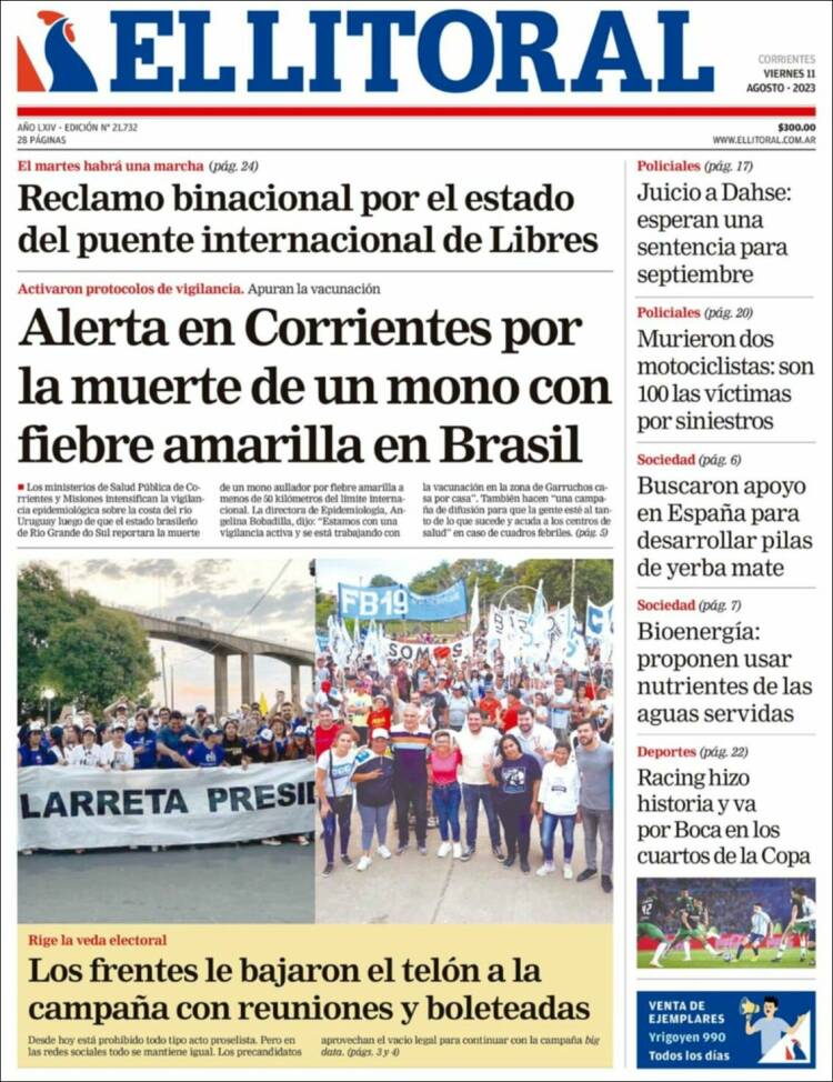 Portada de El Litoral Corrientes (Argentina)