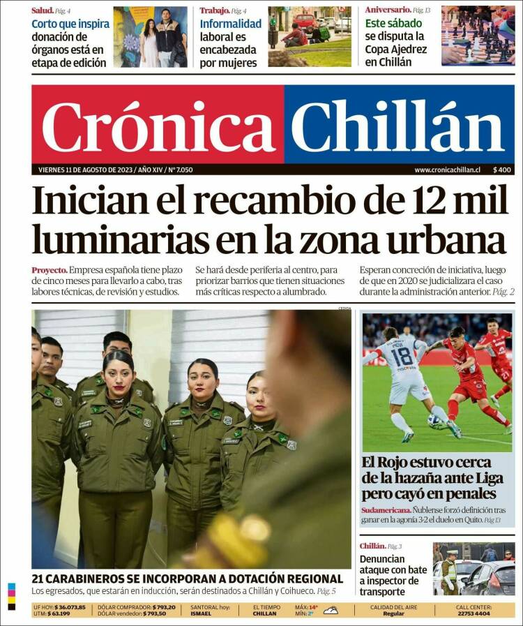 Portada de Crónica Chillán (Chile)