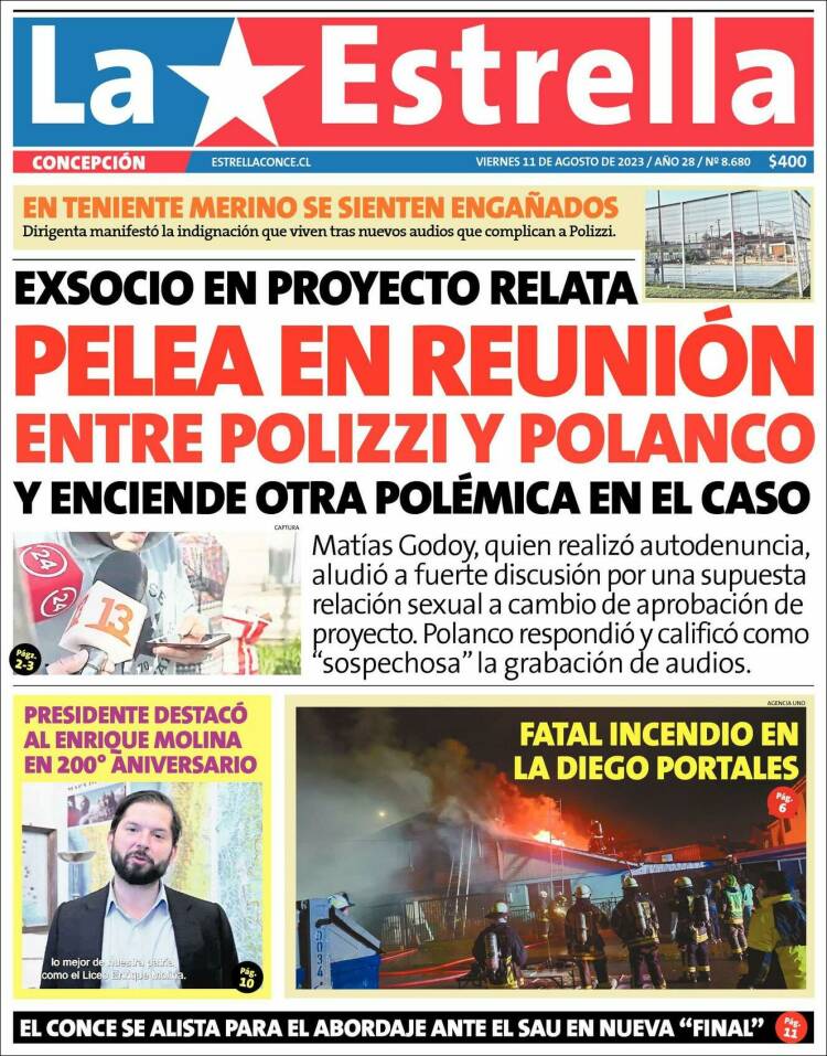 Portada de La Estrella de Concepción (Chile)