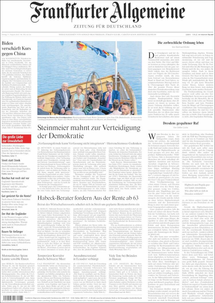 Portada de Frankfurter Allgemeine (Alemania)