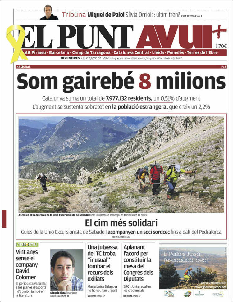 Portada de El Punt Avui (Espa&ntilde;a)