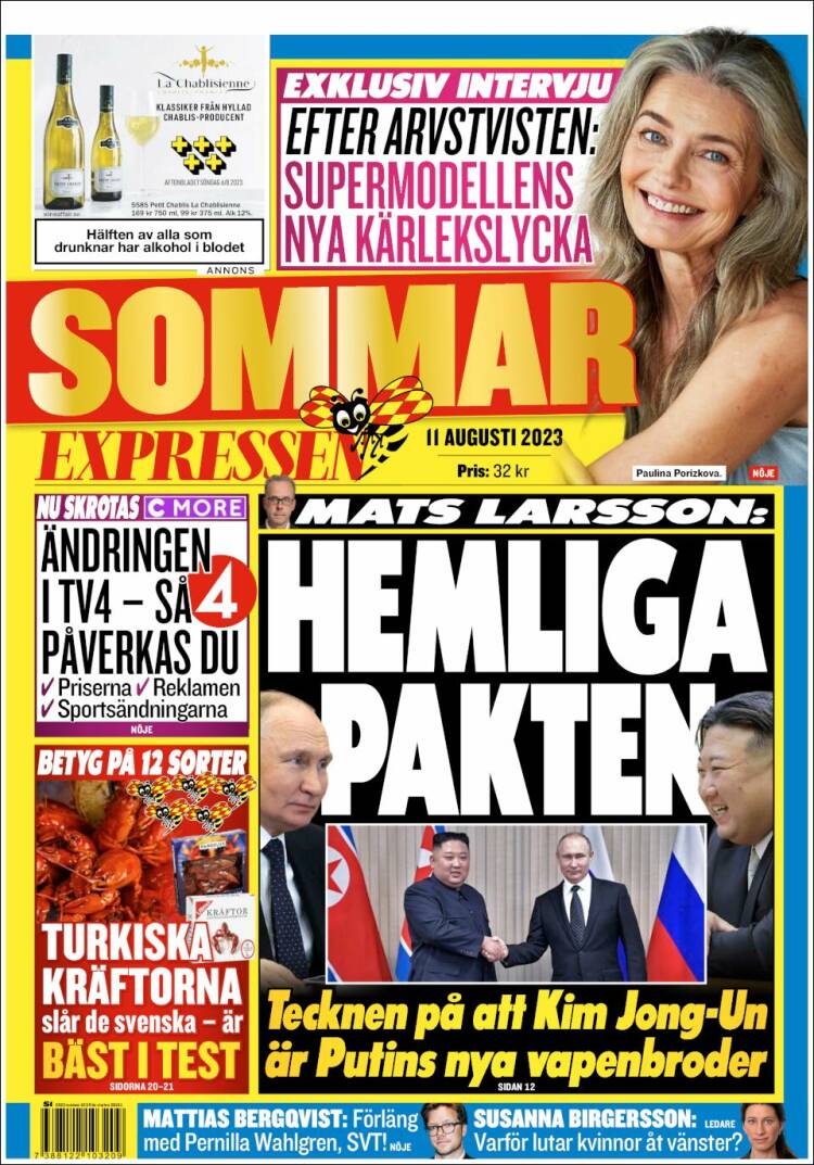 Portada de Expressen (Suecia)