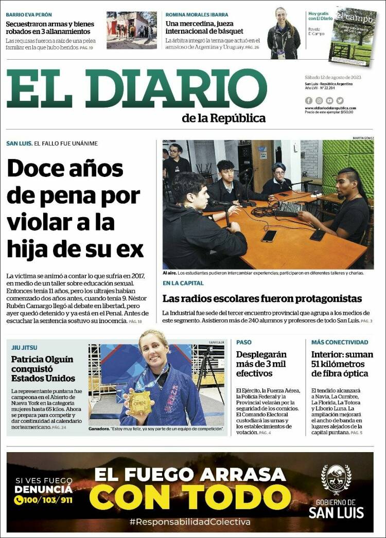 Portada de Diario de la República (Argentina)