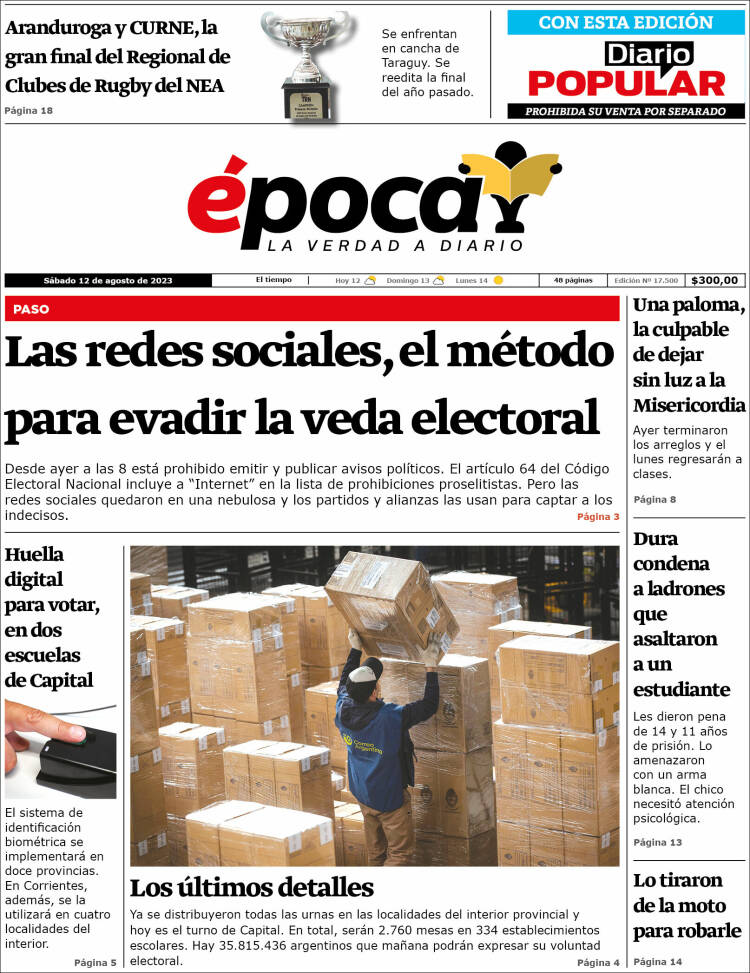 Portada de Diario Época (Argentina)