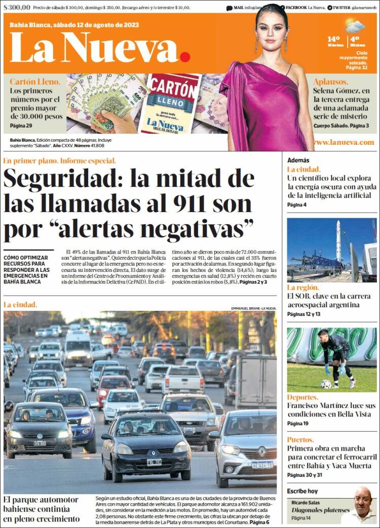 Portada de La Nueva Provincia (Argentina)