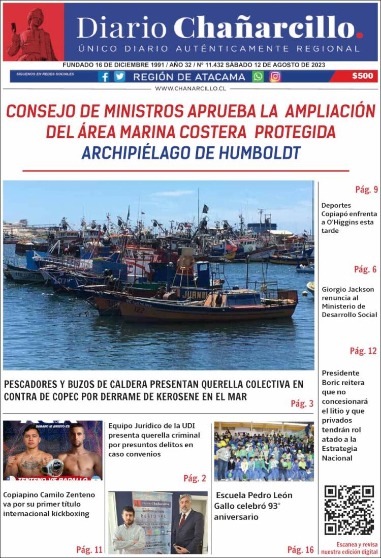 Portada de Diario Chañarcillo (Chile)