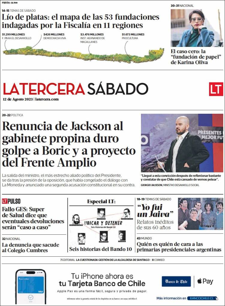 Portada de La Tercera (Chile)