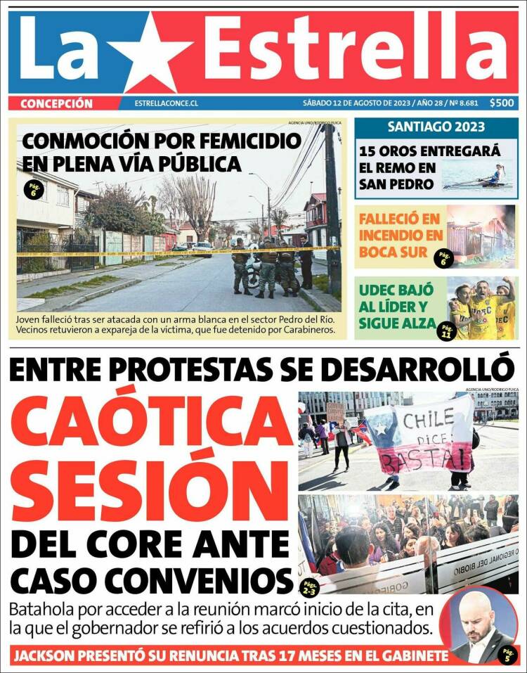 Portada de La Estrella de Concepción (Chile)