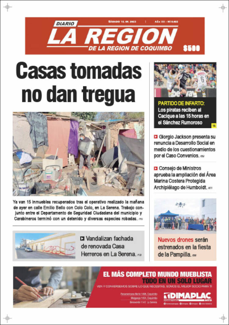 Portada de Diario La Región de Coquimbo (Chile)