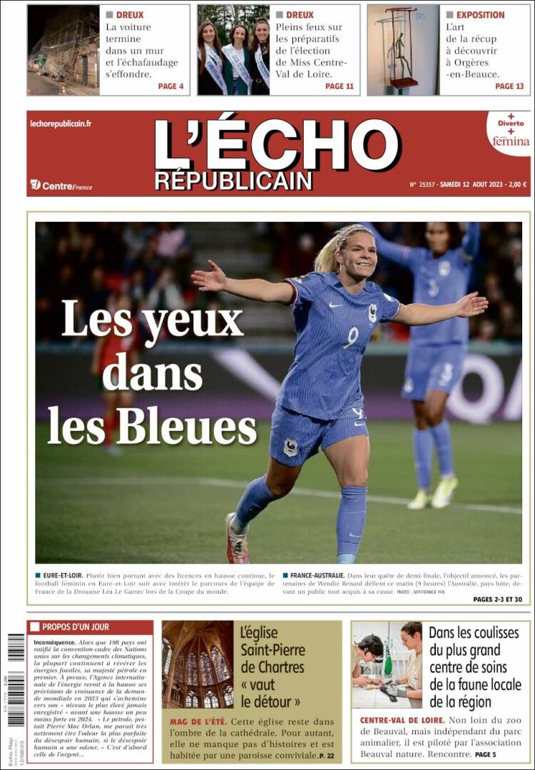 Portada de L'Echo Républicain (Francia)