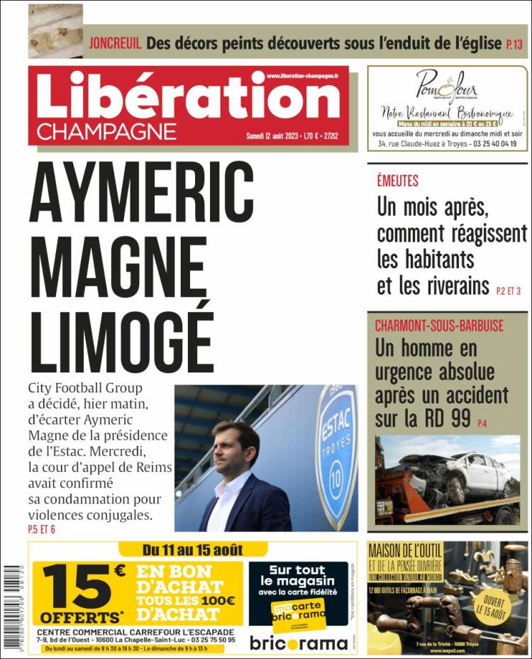 Portada de Libération Champagne (Francia)