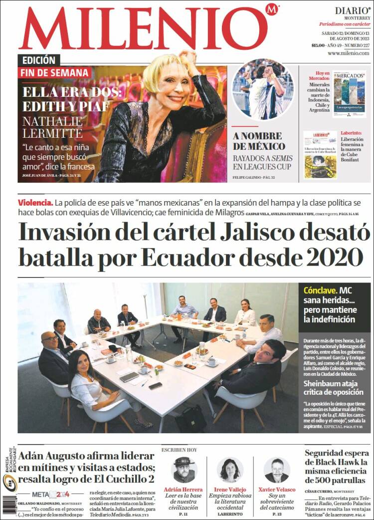 Portada de Milenio de Monterrey (México)