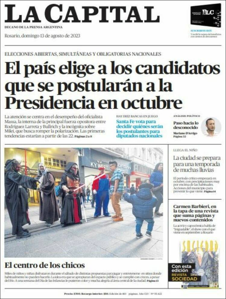 Portada de La Capital - Rosario (Argentina)