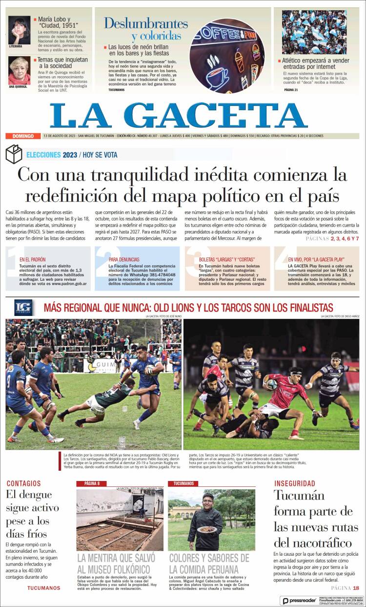 Portada de La Gaceta (Argentina)