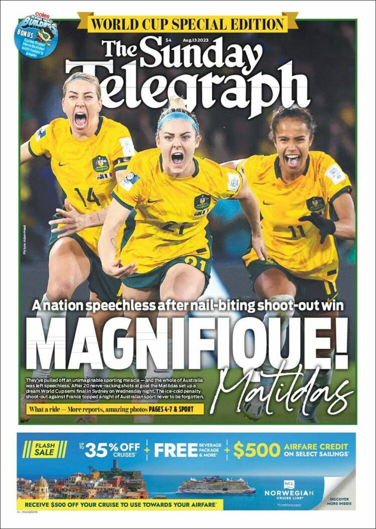 Portada de The Daily Telegraph (Australia)