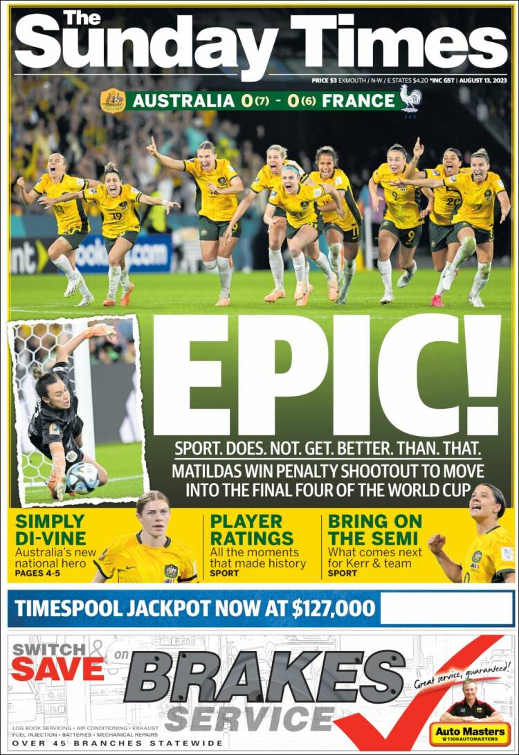 Portada de The West Australian (Australia)