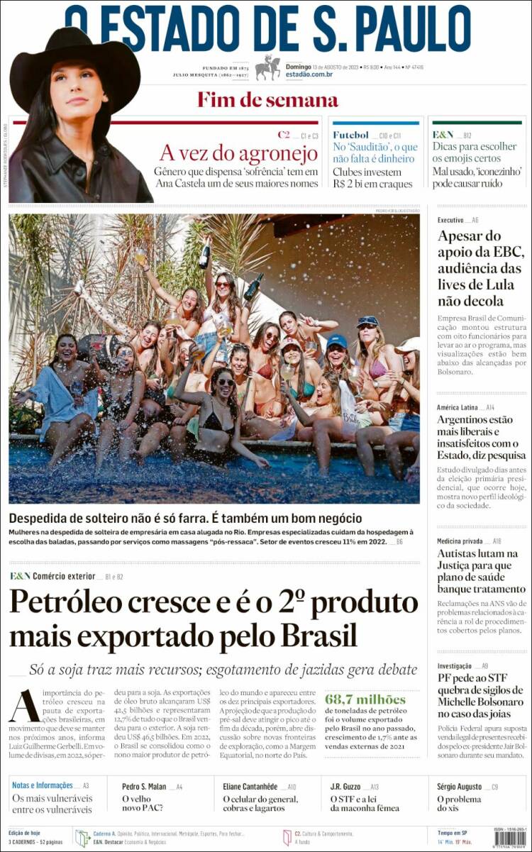 Portada de O Estado de São Paulo (Brasil)