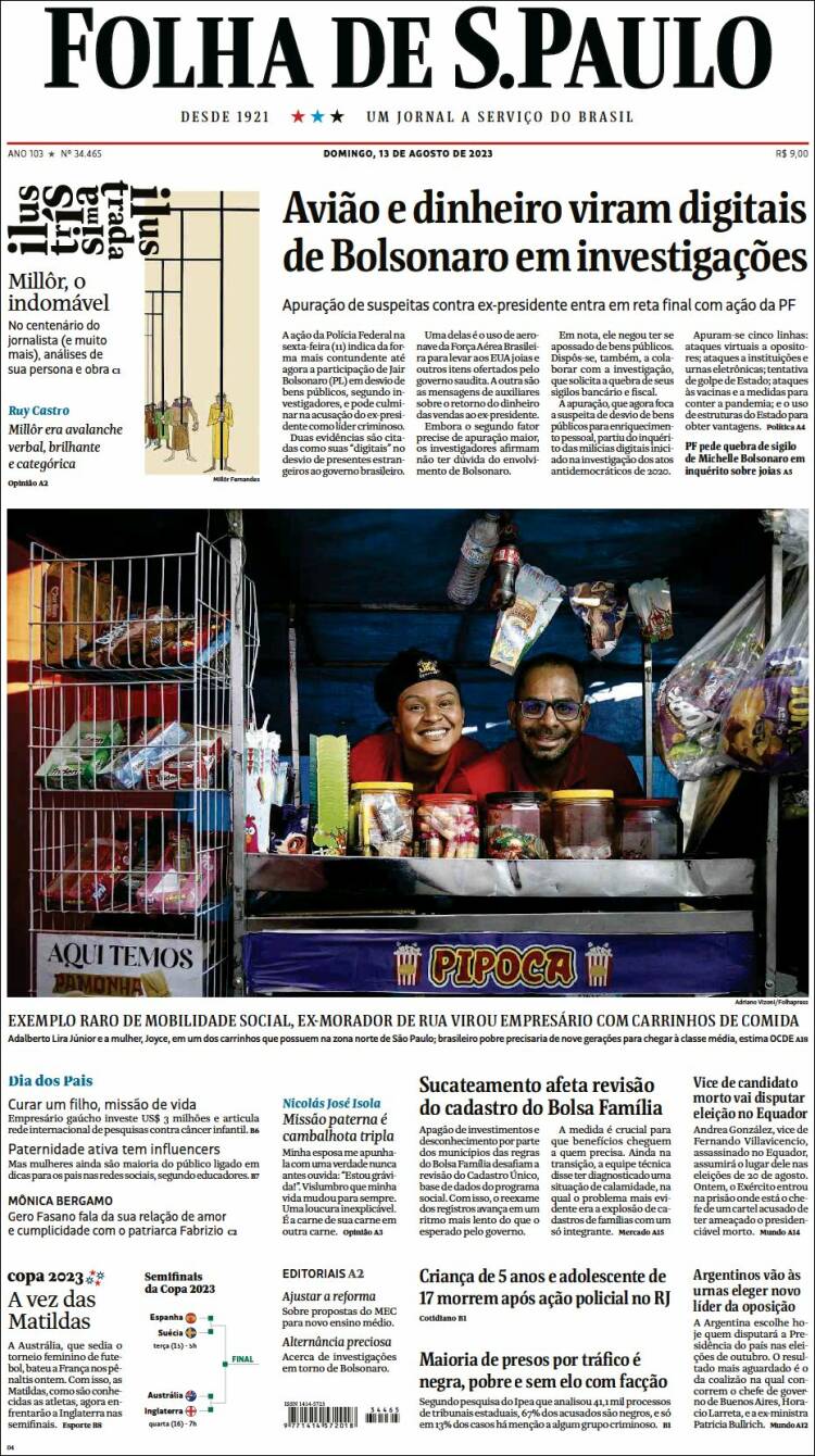 Portada de Folha de São Paulo (Brasil)